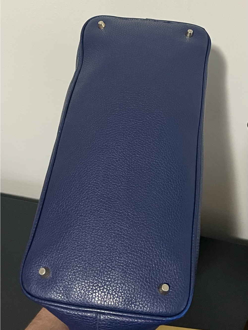 Furla Deep Blue Pebbled Leather Tote - Picture 8 of 12